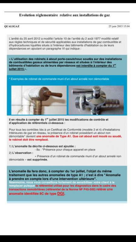 Réglementation robinet gaz pour gazinière Val d'Oise 95